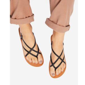 BILLABONG Women's Crossing By Braided Flat Sandals Size 10 In Black